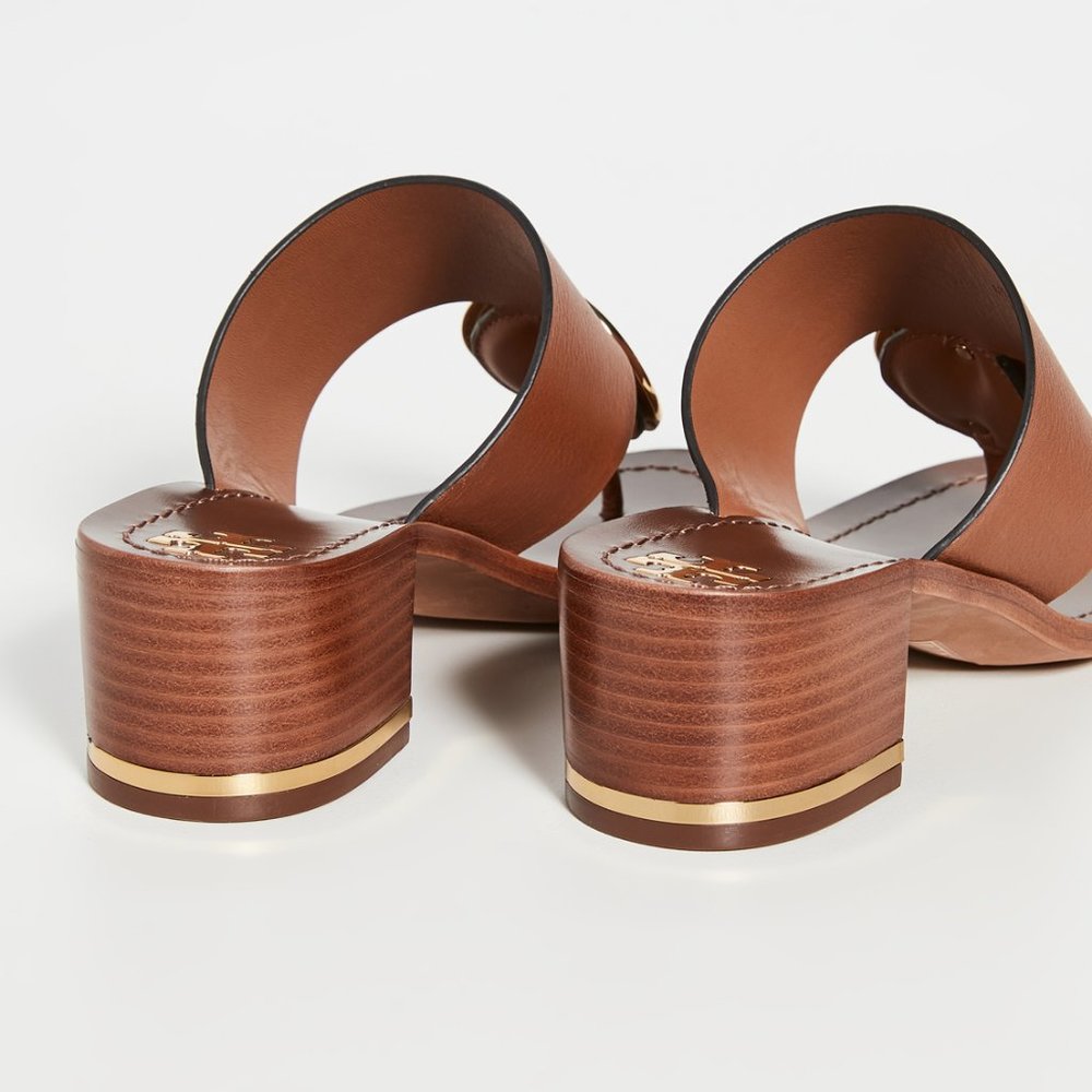 Tory Burch PATOS DISK 45MM SANDAL Mou Brown Gold STUNNING AND COMFORTABLE! - Picture 9 of 10